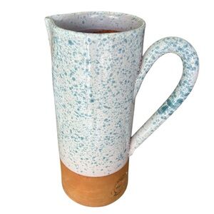 Speckled Blue and Terracotta Ceramic Pitcher